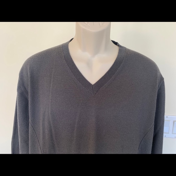 INC International Concept Mens Charcoal Gray Wool Knit V-Neck Sweater Top Sz XL - Picture 5 of 10